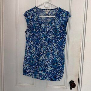 💙 Christopher & Banks Blue Abstract Print Top - Size S 💙